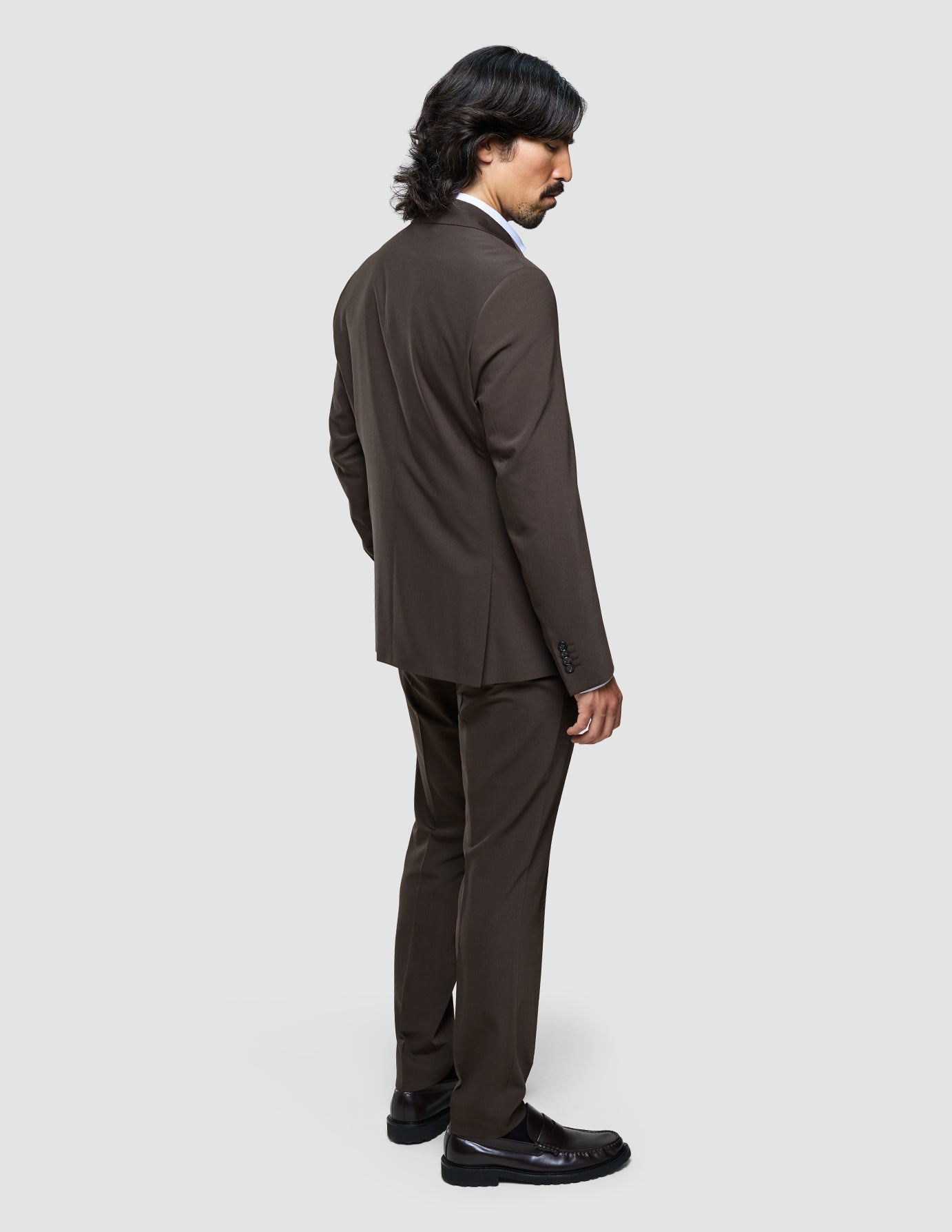 Tech Wool Blazer Dark Cocoa Brown Slim