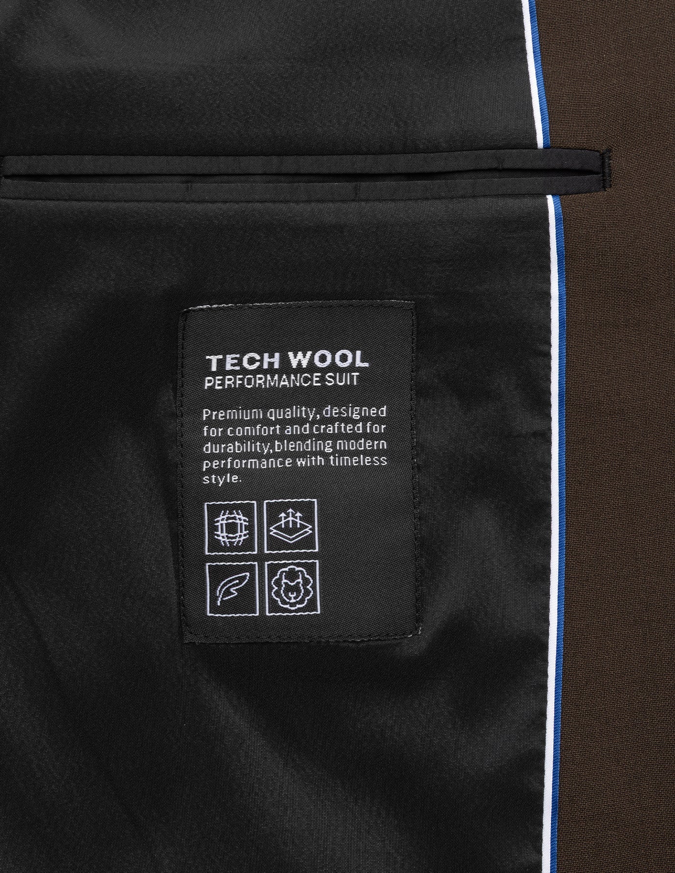 Tech Wool Blazer Dark Cocoa Brown Slim