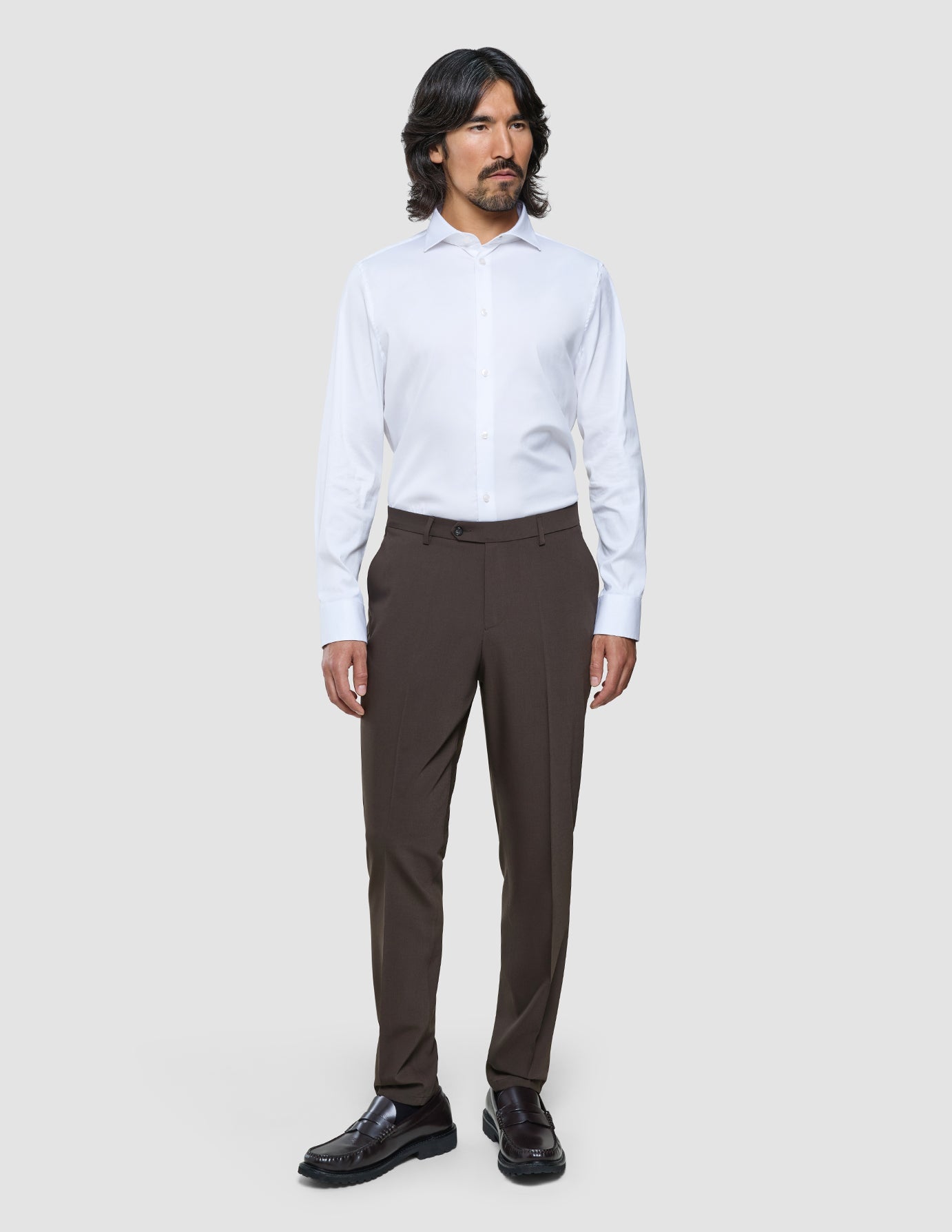 Tech Wool Suit Pants Slim Cocoa Brown