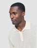 Textured Knitted Short Sleeve Polo Shirt Buttercream