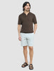 V-Neck Knit Short Sleeve Polo Dark Brown