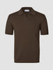 V-Neck Knit Short Sleeve Polo Dark Brown