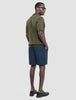 V-Neck Knit Short Sleeve Polo Green Night