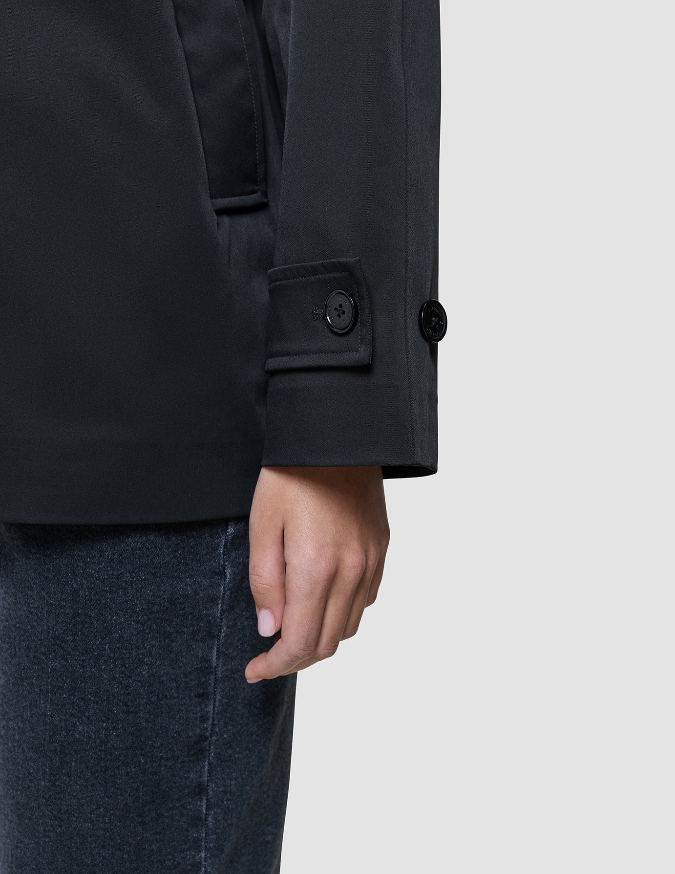 Women Waterproof Trench Coat Short Black