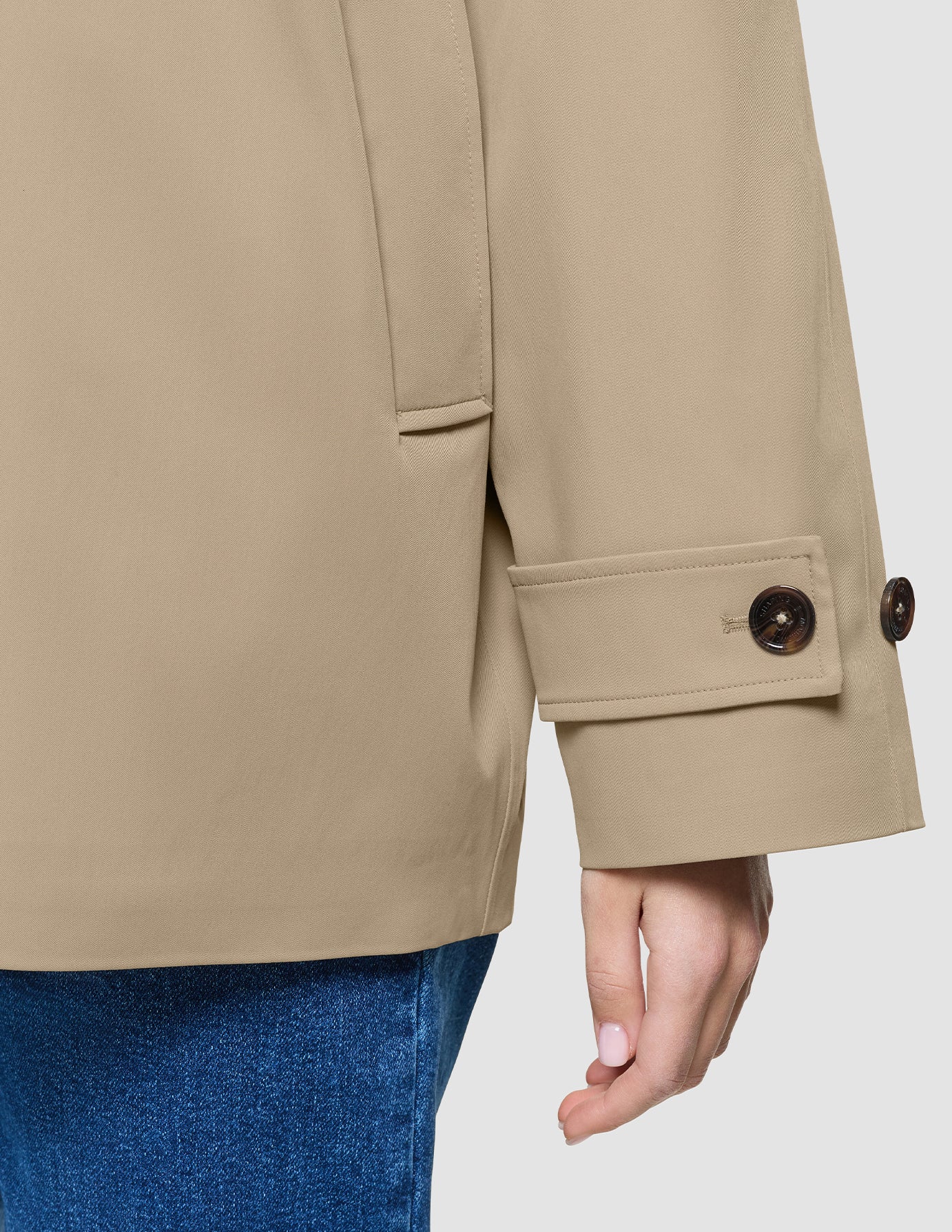 Women Waterproof Trench Coat Short Sand Grain