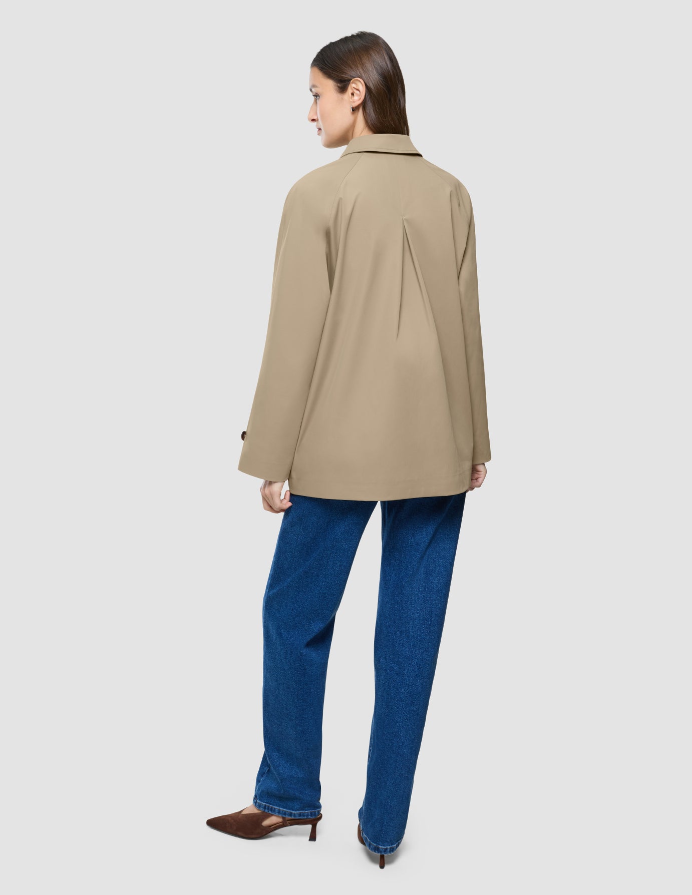 Women Waterproof Trench Coat Short Sand Grain