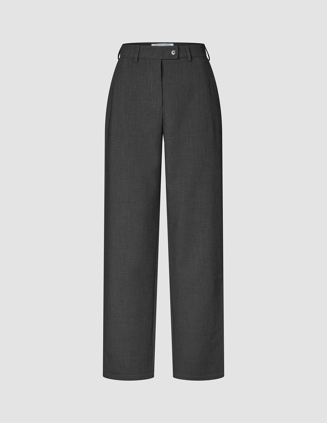 Damenhose GO2 in gerader Passform, dunkelgrau meliert, aus Doubleface-Material, mit Knopfleiste, Gürtelschlaufen und Seitentaschen.