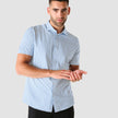 Classic Short-Sleeved Twill Shirt Light Blue Stripes