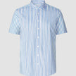 Classic Short-Sleeved Twill Shirt Light Blue Stripes