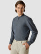 Tech Linen Mandarin Long Sleeve Shirt Navy